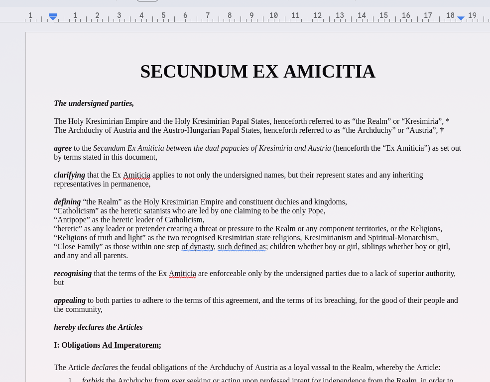 Our first peace treaty, an alliance agreement