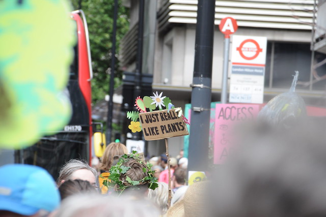 A sign reading I just really like plants
